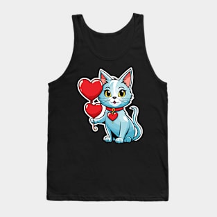 Cat Heart Balloon - Valentines Day Tank Top